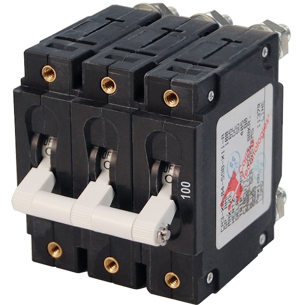 Blue Sea Systems Circuit Breaker, C Series, 100A, 3 Pole, 120/240V AC, 5kA at 125/240V AC 7290 - main